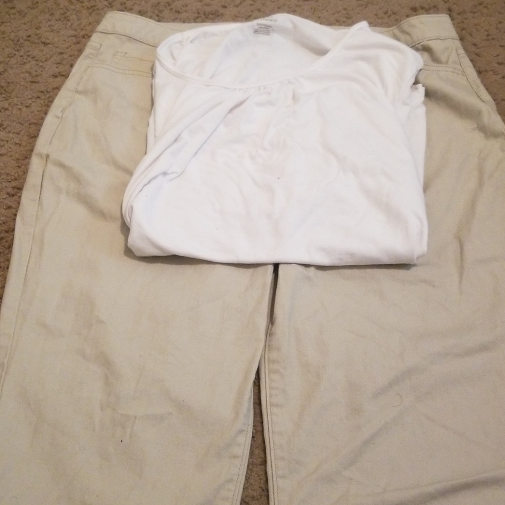 A JMS shirt and a pair of Riders capris.